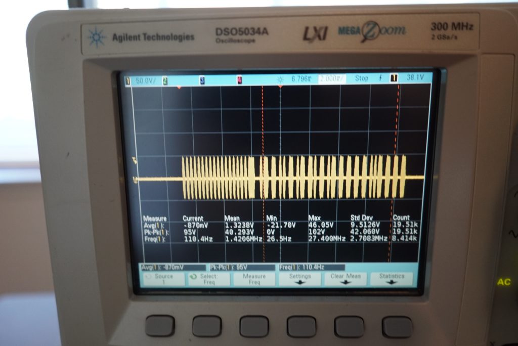 One modulation cycle of the EL50448 33 Hz signal